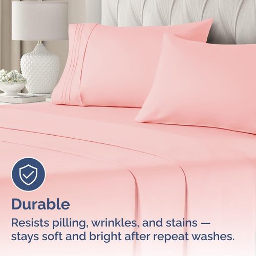 King Standard Pillow Cases - Soft Hotel Quality Pillowcase Covers - 4 Piece Set in Baby Pink