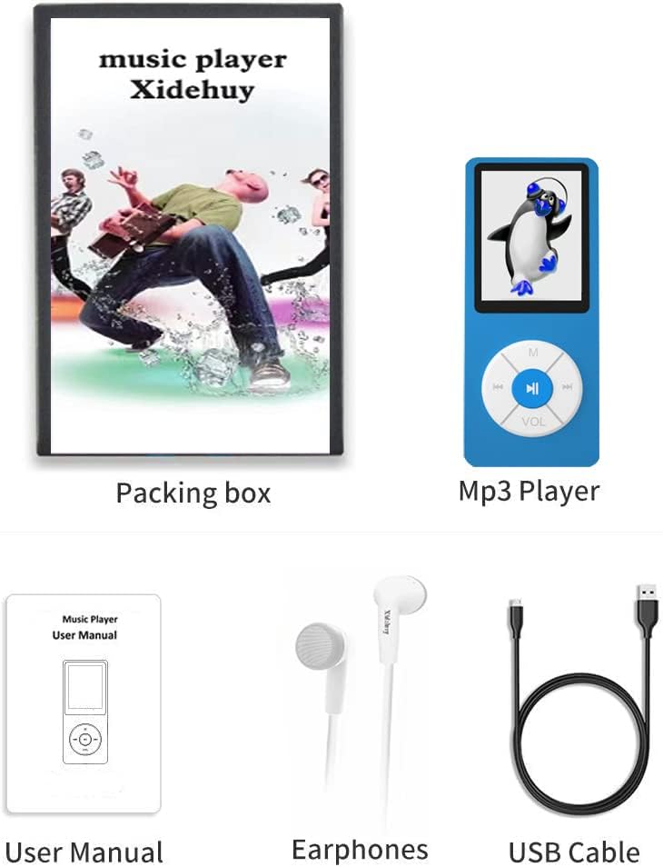 Xidehuy MP3 32GB Player with TF Card,Built-in HD Speaker,Portable HiFi Music Player with Video/Voice Recorder/FM