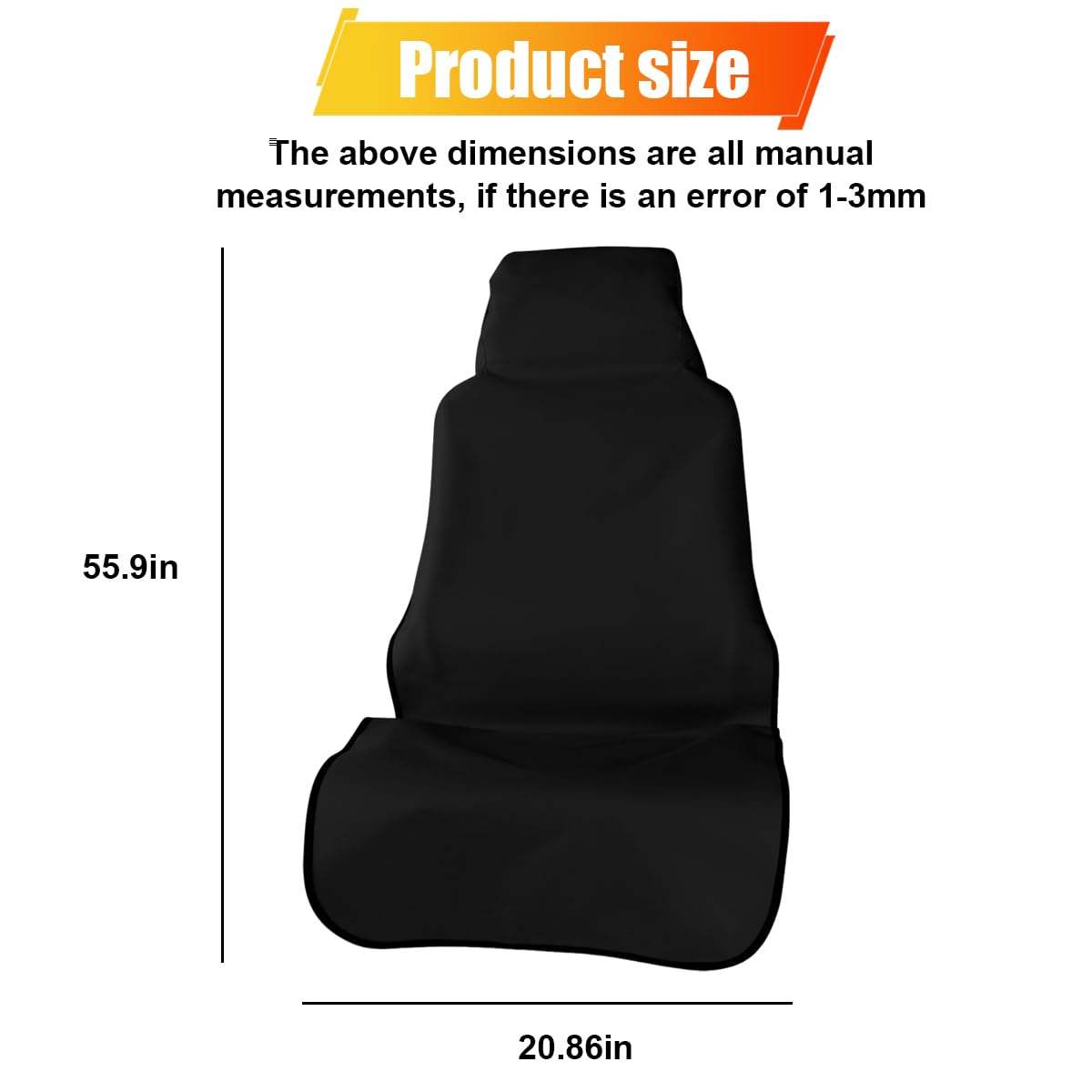 ZIMISI Waterproof Car Seat Cover, Dustproof Sweatproof Car Seat Protector, Washable Bucket Front Seat Covers, Universal Automotive Interior Accessories for Cars, SUVs, Trucks (Black)