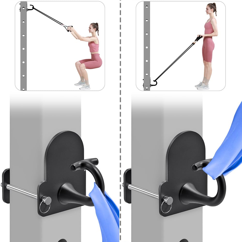 Kipika Anchor for Resistance Bands Fits 3" x 3" Power Rack with 5/8" or 1" Hole - Heavy Duty Steel Hooks with Rubber Pads for Home Gym Workouts, Strength Training,and Physical Therapy Exercise, 2 Pack