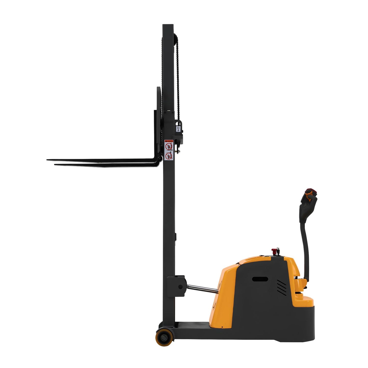 Apollo Stacker Full Electric Counterbalanced Material Lift 2200 Lbs Capacity 98" Lifting Height Powered Hydraulic Lifter with Straddle Forks Suitable for All Kinds of Pallets
