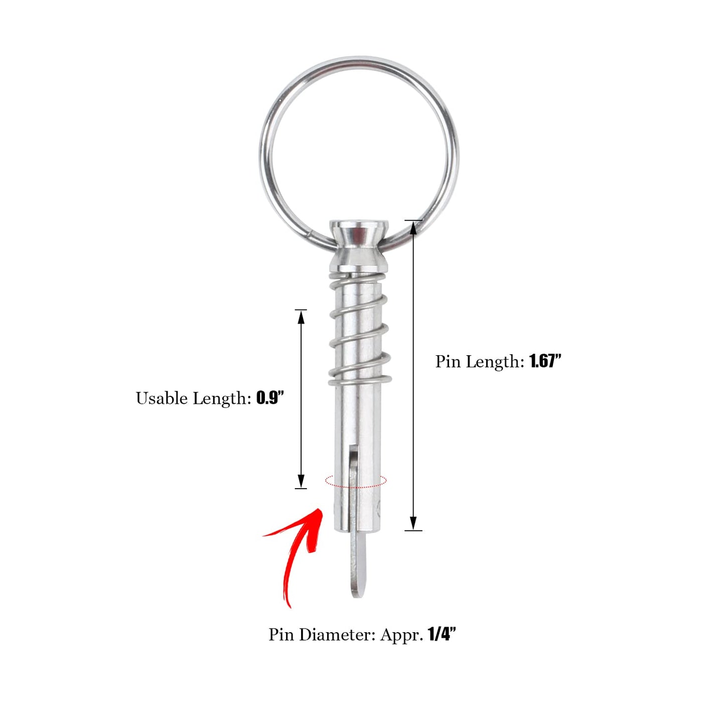 AMYSPORTS Marine Quick Release Pin Steel Deck Stainless Release Pin Hardware Boat Bimini Top Pins Release SUS316 4pcs