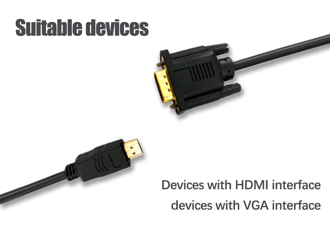 UIGOCLE 1080P@60Hz (6FT), Replacement HDMI to VGA Cable, Computer HDMI to VGA Monitor Cable Video Cable (Public