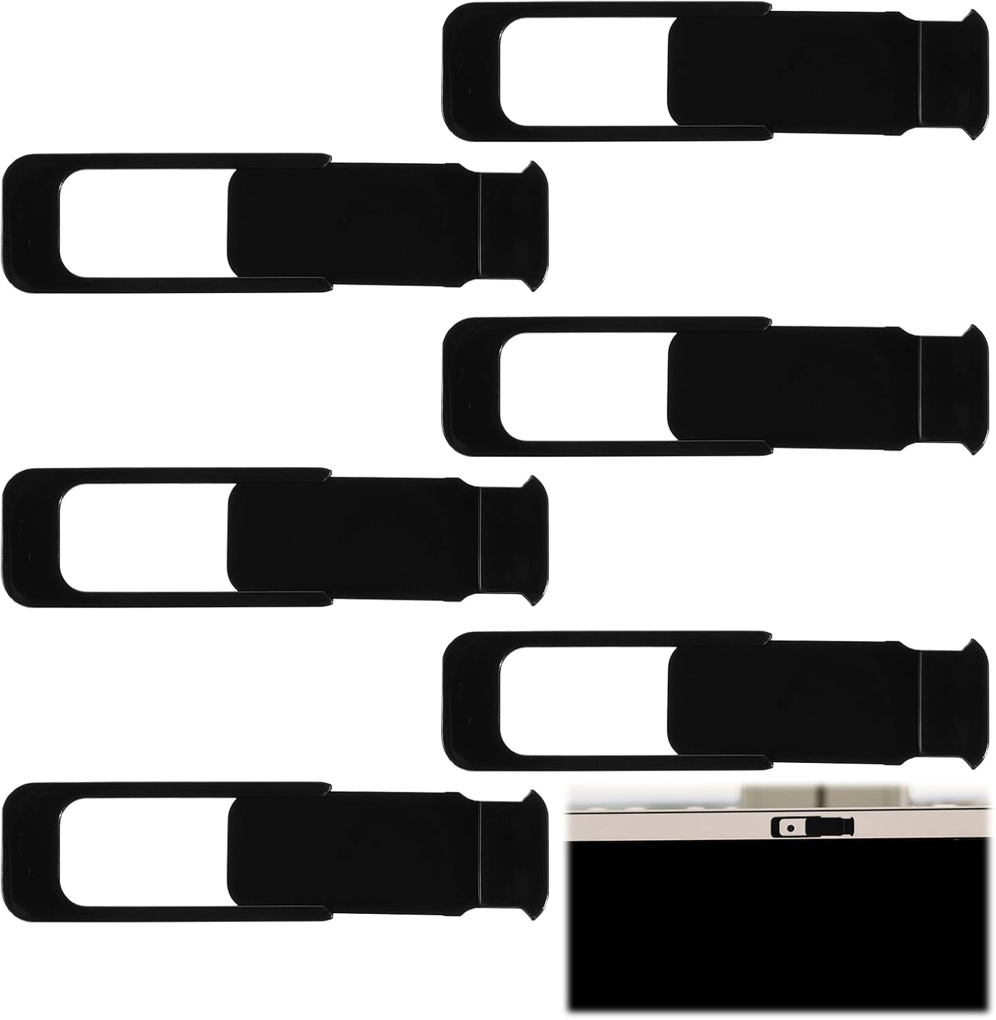 Jxiwfvl 6 Pcs Laptop Camera Cover Slide, Privacy Protection Webcam Cover Slide Black Large Size Square Computer Camera