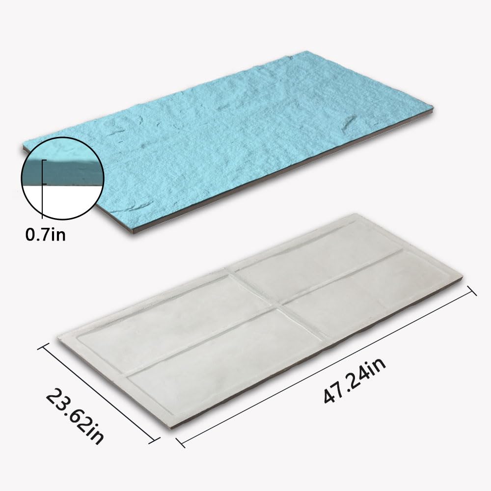 Stone 3D Wall Panels,4-Pack PU Wall Panels, 23.6"*47.2" Wall Paneling for Interior Wall Decor, Faux Stone Wall Panel for Accent Wall Decor, Sophisticated & Stylish 3D Wall Decor (Sky Blue)