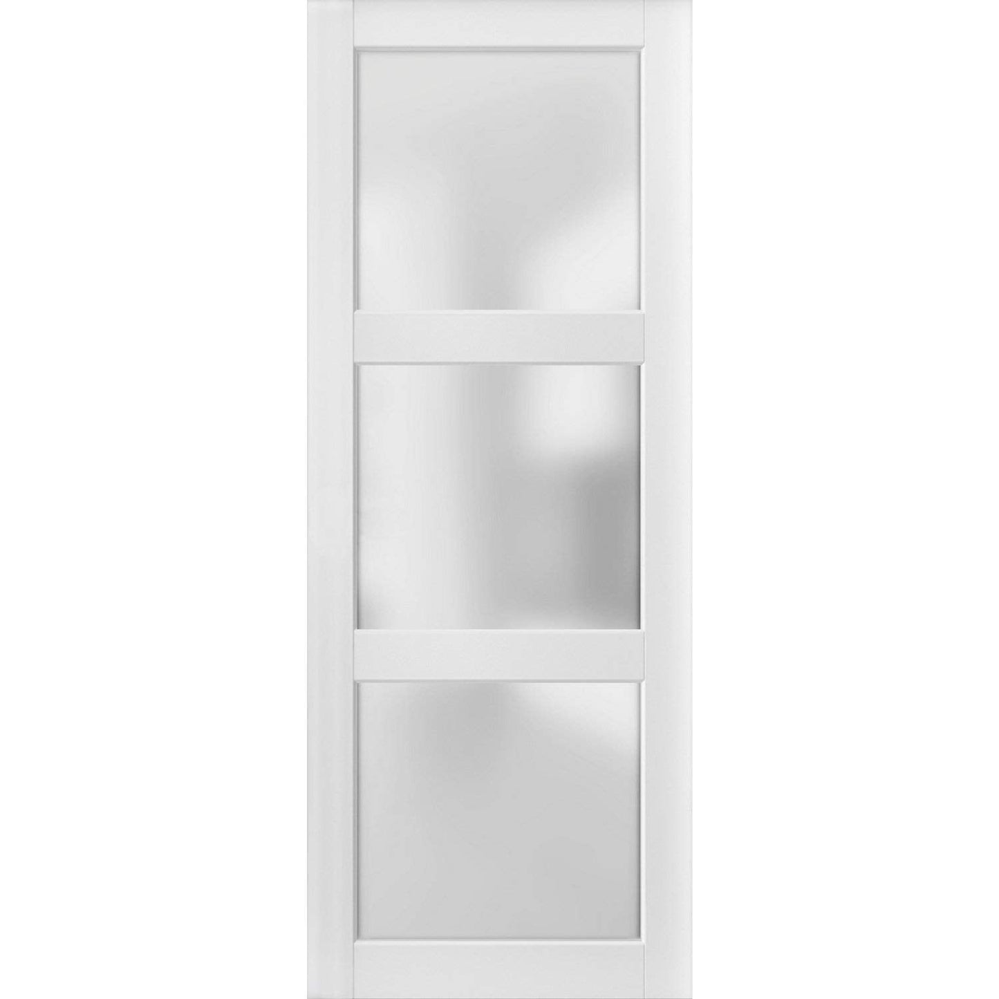 SARTODOORS Lite Slab Barn Door Panel | Lucia 2552 White Silk with Opaque Glass | Sturdy Finished Wooden Modern Doors | Pocket Closet Sliding -18" x 80"-Frosted Glass