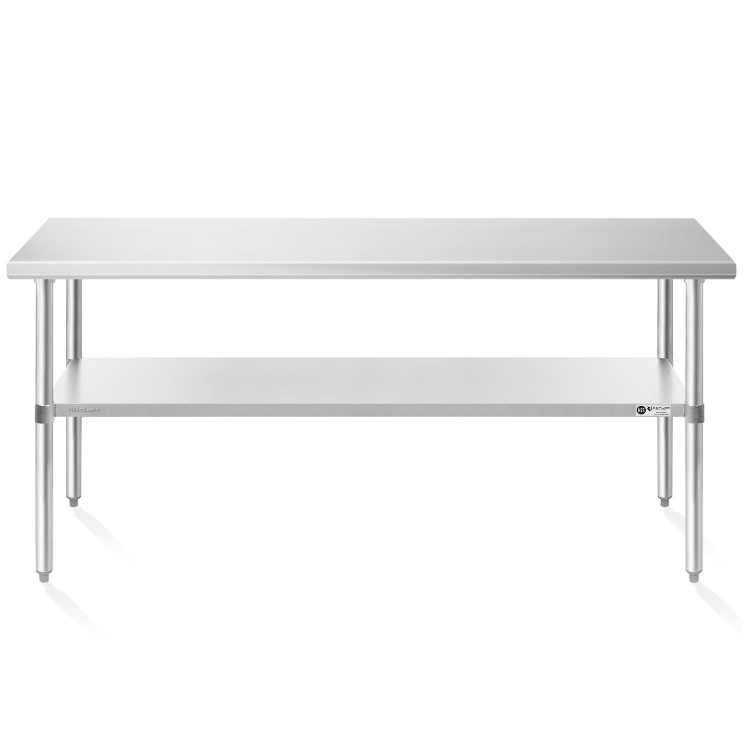 KUTLER Stainless Steel Table 30 x 72 Inches, NSF Heavy Duty Commercial Kitchen Prep and Work Table with Undershelf for Restaurant, Hotel, Home