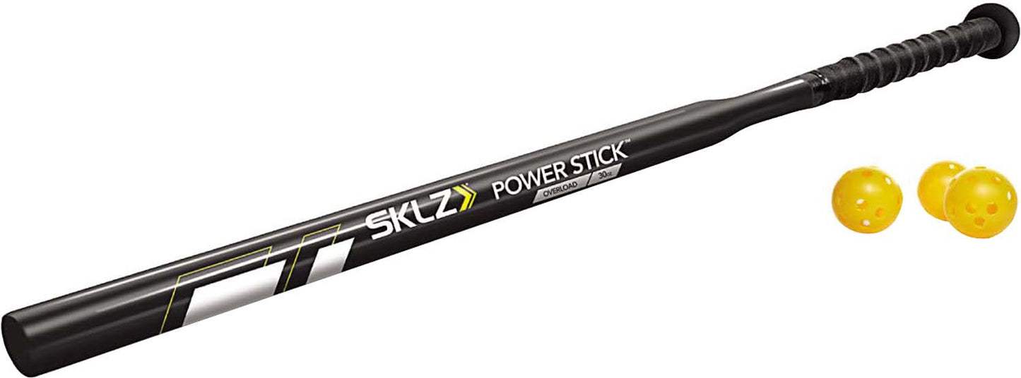 SKLZ Power Stick Baseball and Softball Training Bat for Strength, 30 Inch, 30 Ounce, Black/Yellow