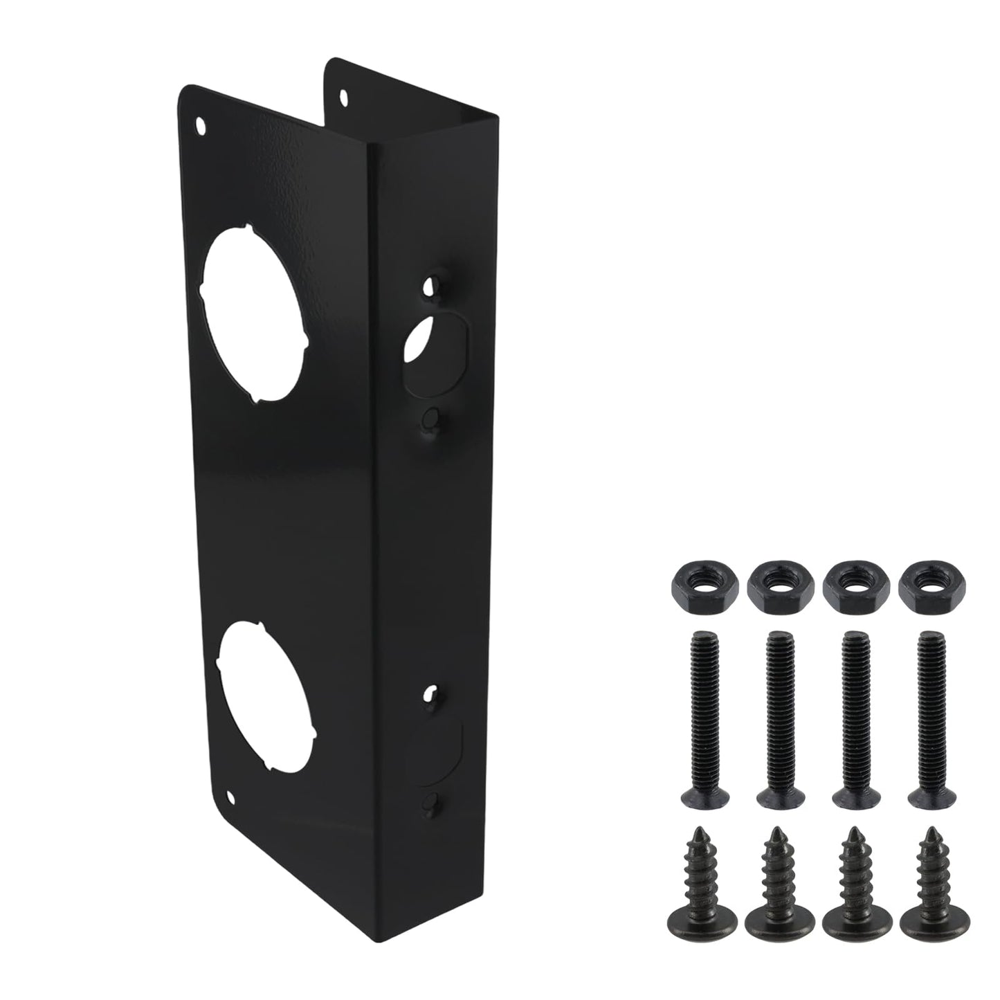 Pastlla Door Knob Reinforcement Plate, Stainless Steel Lock Doors Reinforcer Plate, Reinforce and Repair Wood or Metal Doors Fits 1-3/4" Door Thick, 2-3/8" Backset (Black)