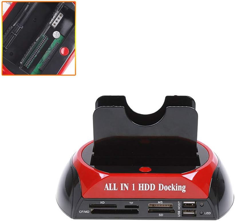 Karlak 2.5/3.5 inch Multifunctional Hard Disk Base IDE/SATA Mobile Hard Disk Base Dual-bay HDD Docking Station US Plug