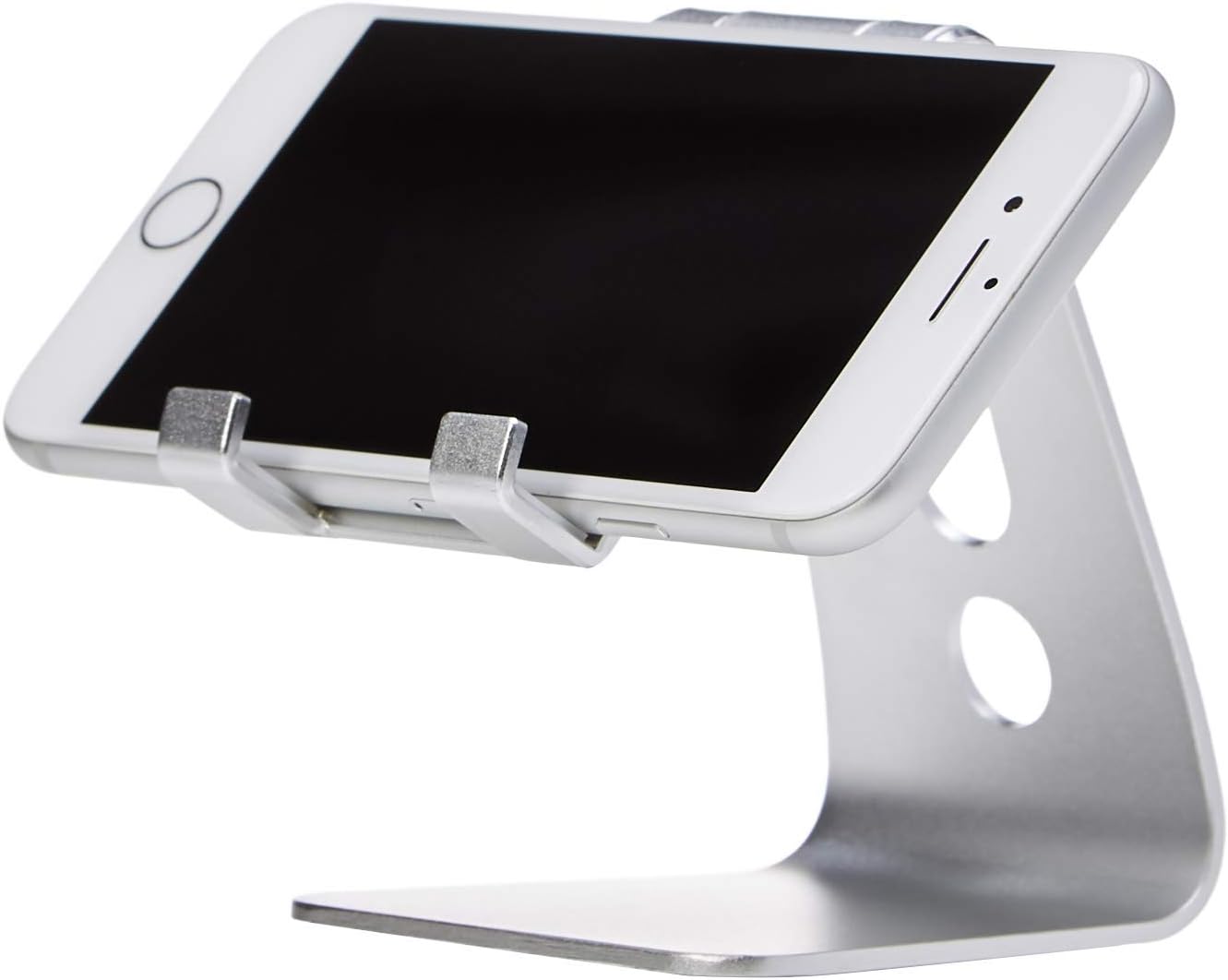 Amazon Basics 3.15 2.87 3.74 inch, Adjustable Aluminum Phone Stand for Cell Phones, iPhone and Android, Desktop Phone