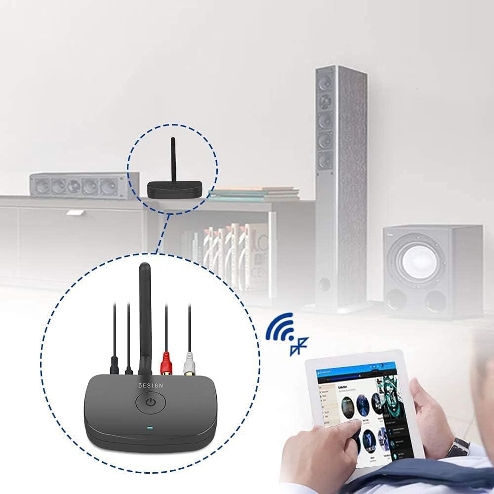 BESIGN BE-RCA Long Range Bluetooth Music Receiver, Wireless Audio Adapter for Wired Speakers or Home Music Streaming