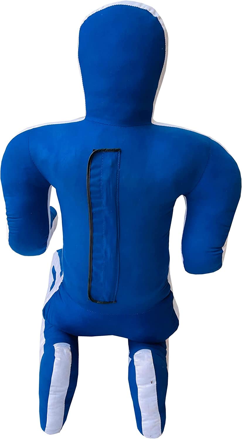 Speedo Sports BJJ Brazilian JIU Jitsu Wrestling Dummy for Grappling Submission Mixed Martial Arts MMA Training Punching Throwing Boxing Bag Practice Karate Judo Defence -UNFILLED (Blue White, 4ft)