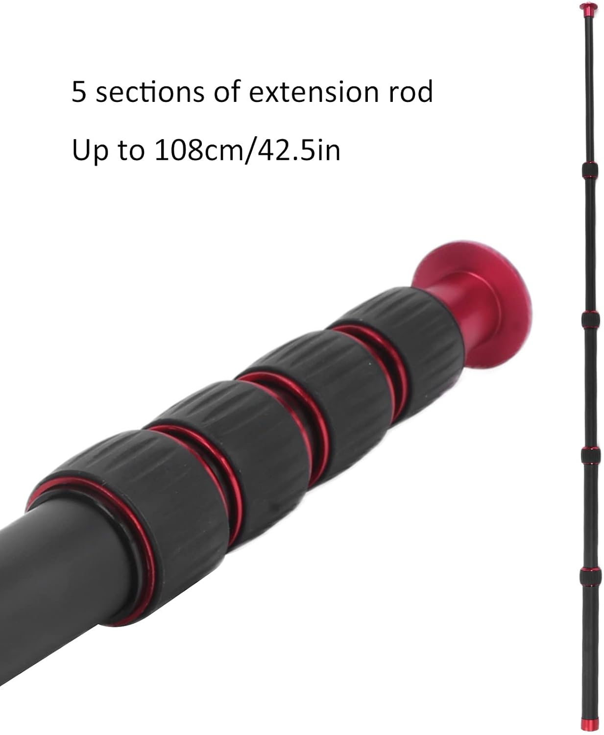 Cunyuer LR-255 13.2-42.5in 5 5kg, Camera Monopod, Extension Pole, Section Aluminium Alloy, Black, Supports Compatible