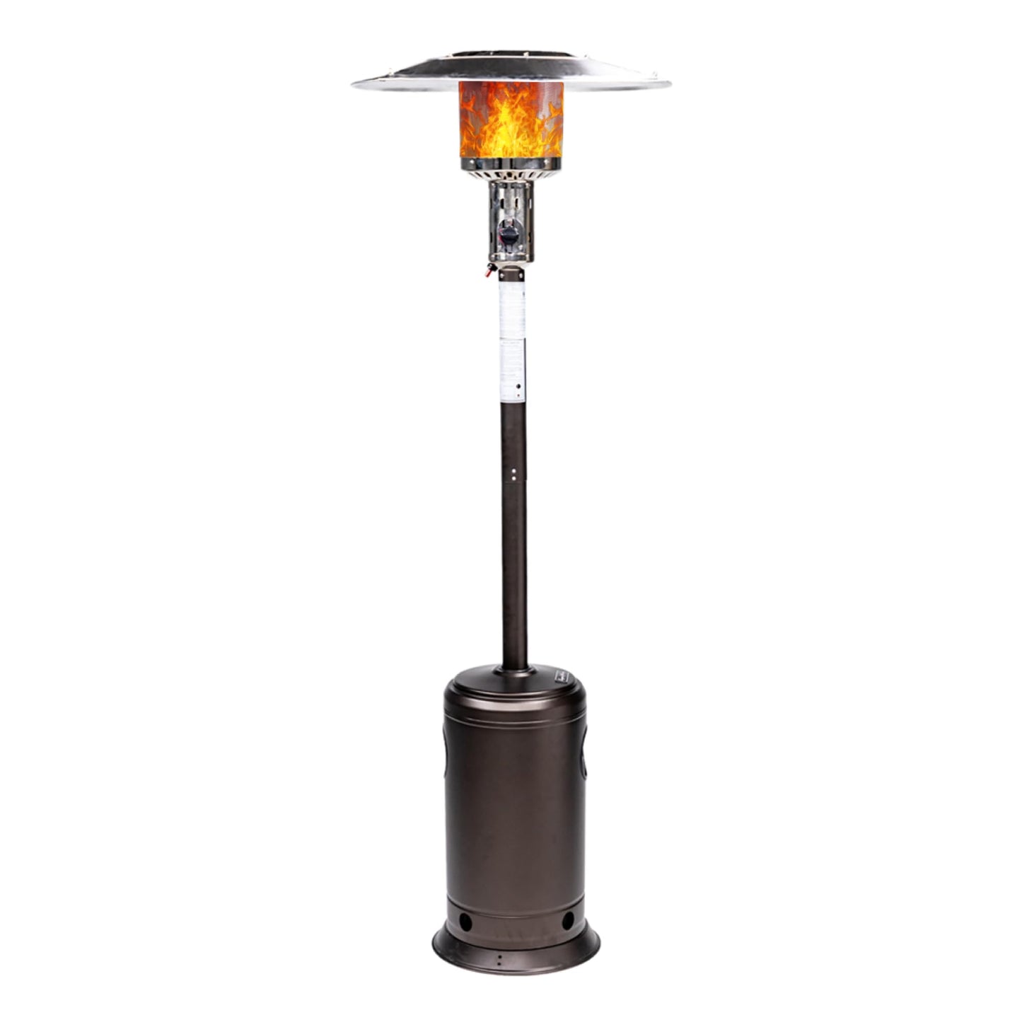 HEXAGO Outdoor Propane Patio Heater, 47,000 BTU Stainless Steel Standing Heater with Wheels, One-Touch Ignition & Adjustable Heat Control, Safety Auto Shut-Off System for Garden, Backyard & Restaurant