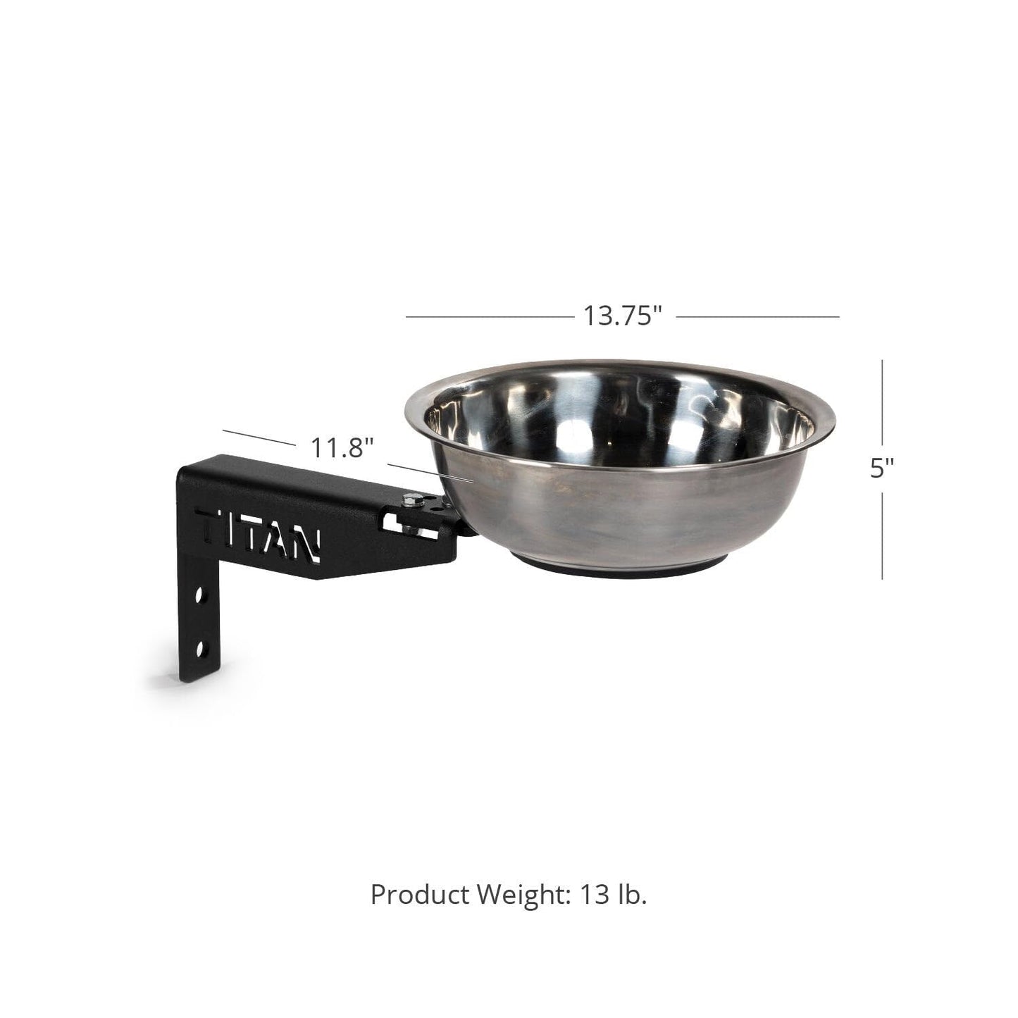 Titan Mounted Rack-Mounted Chalk Bowl Fits T-3 or X-3 Series Power Racks, 14" Stainless Steel Bowl