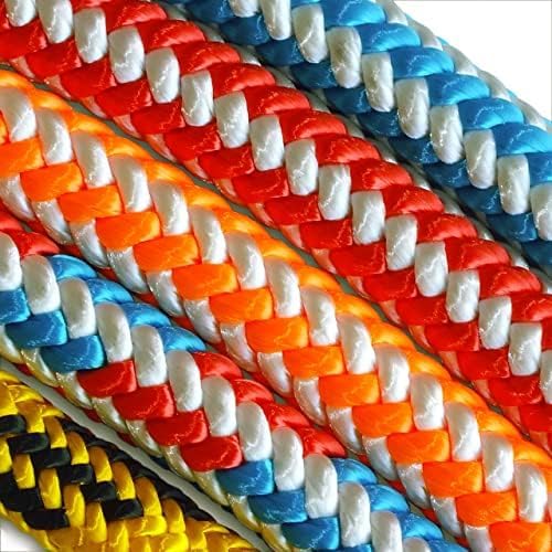 Pelican Rope 16-Strand 1/2 in (12.7 mm) Arborist-16™ Arborist Rope - 7000 lb MBS - Static Climbing Rope - Rescue Operations - High Visibility - 120 ft - Sewn Eye - Red White Blue - Made in The USA