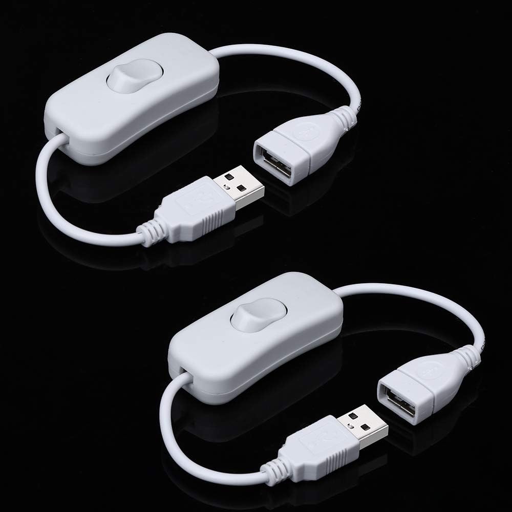 2 Pack ELECTOP Male to Female USB Cable with On/Off Switch, USB Extension Inline Rocker Switch for Driving Recorder