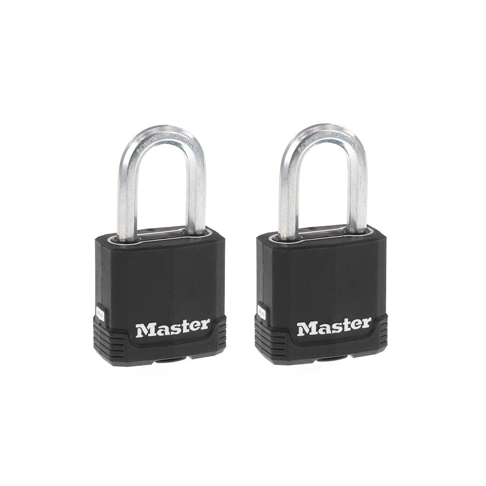 Master Lock Magnum Heavy Duty Outdoor Padlock with Key, Weather Resistant Body and Cut Safe Shackle Make Lock Perfect for Fences, Gates, Sheds, 2 Pack, M115XTLF, Black
