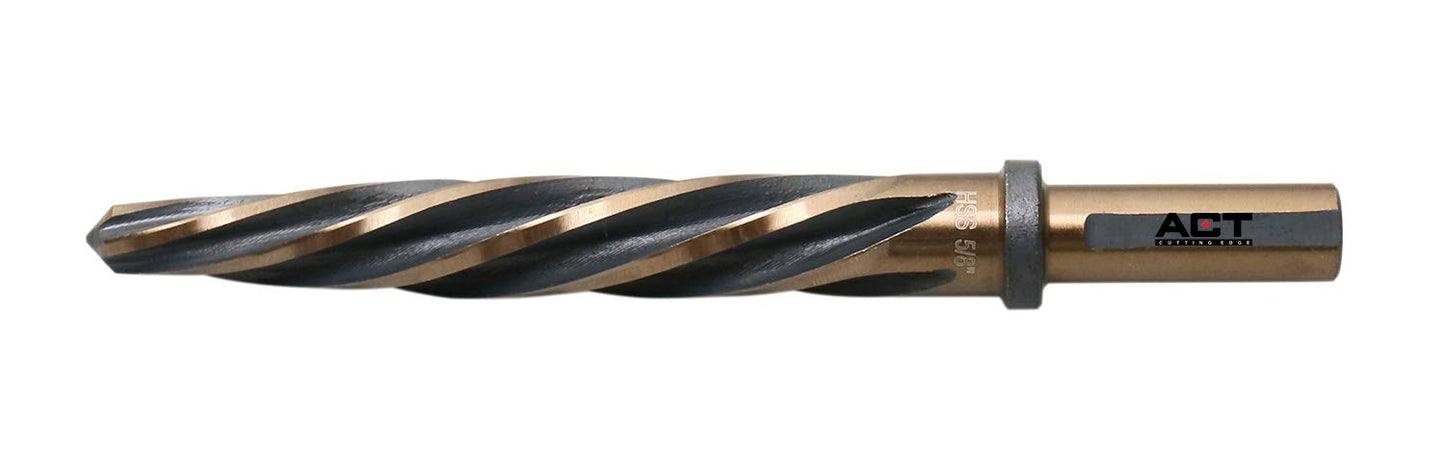 Accusize Industrial Tools - 4 Pc High-Speed Steel Spiral Flute Car Reamer Set, Gold Oxide Finish, Sizes 3/8", 1/2", 5/8", 3/4", Fits 3/8'' & 1/2'' Chuck, 0522-1800