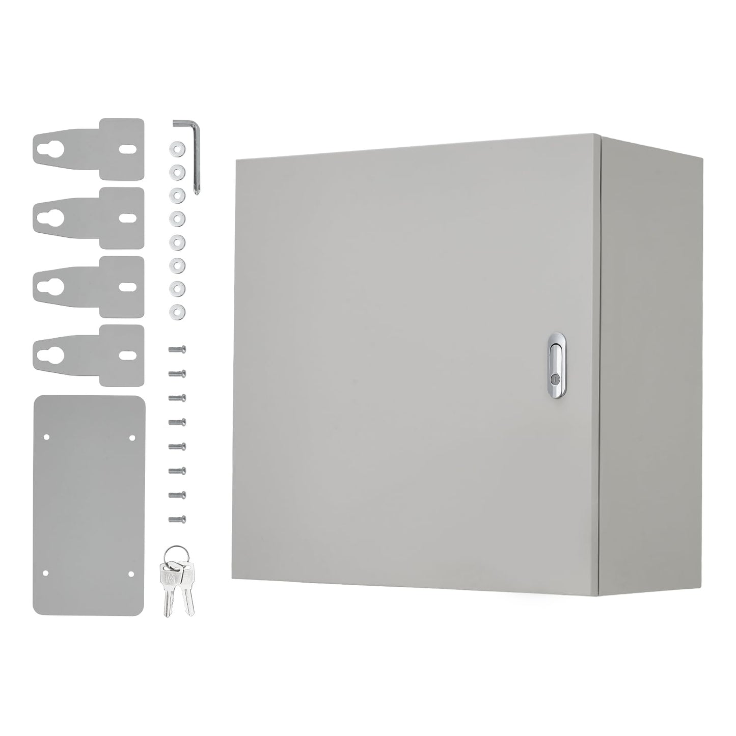 IP67 NEMA 4X Waterproof Electrical Enclosure, Lockable Dustproof Junction Box with Mounting Plate – Heavy Duty Steel Outdoor Indoor Meter & Panel Box for GFCI, Timer, Power Strip, (24"x24"x8")