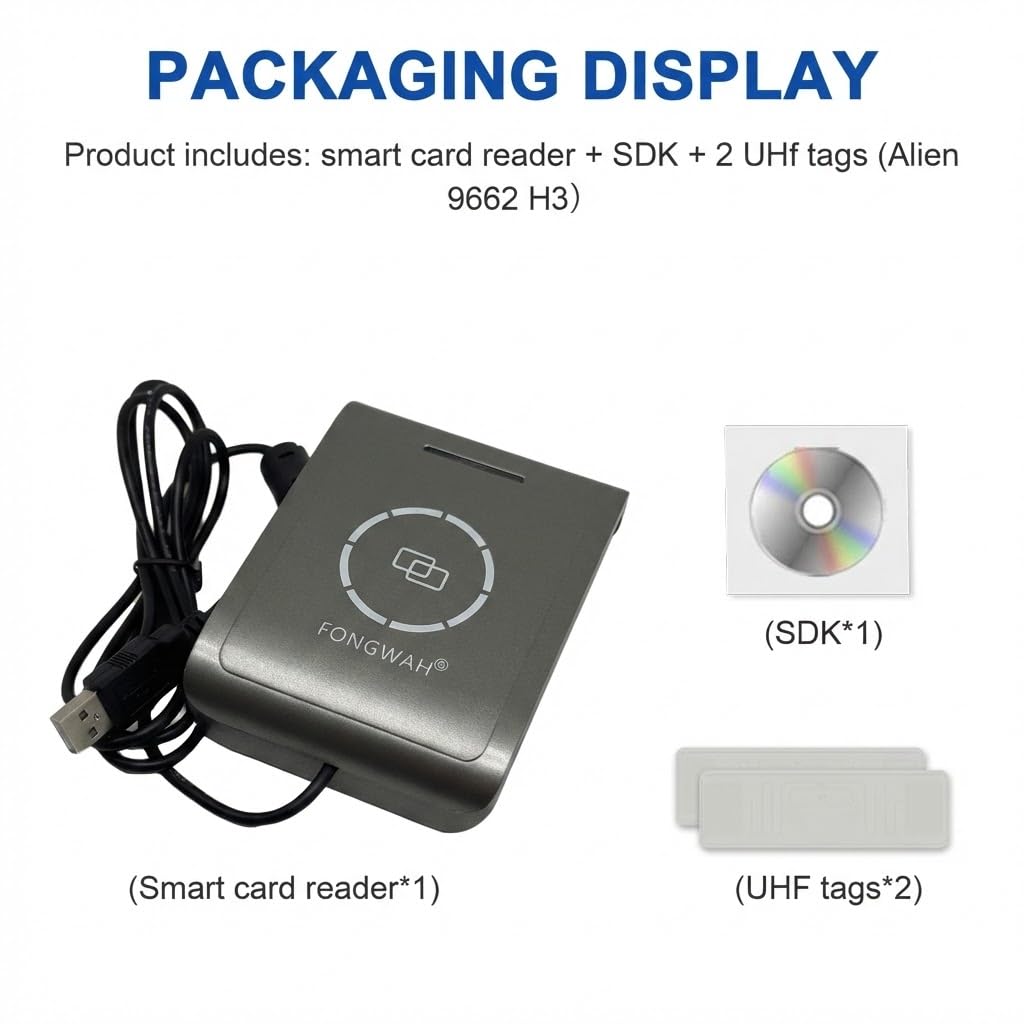 Fongwah Desktop Gen 2 UHF Reader/Writer ISO18000-6C up to 39 Inches Reading Distance Support Keyboard Emulation Free SDK