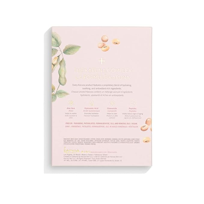 Karuna - Hydrating+ Facial Mask for Well-Moisturized & Hydrated Skin, Glow-Enhancing Facial Skin Care Products, Hydrating Face Masks with Natto, Niacinamide & Sodium Lactate, 1 Pack