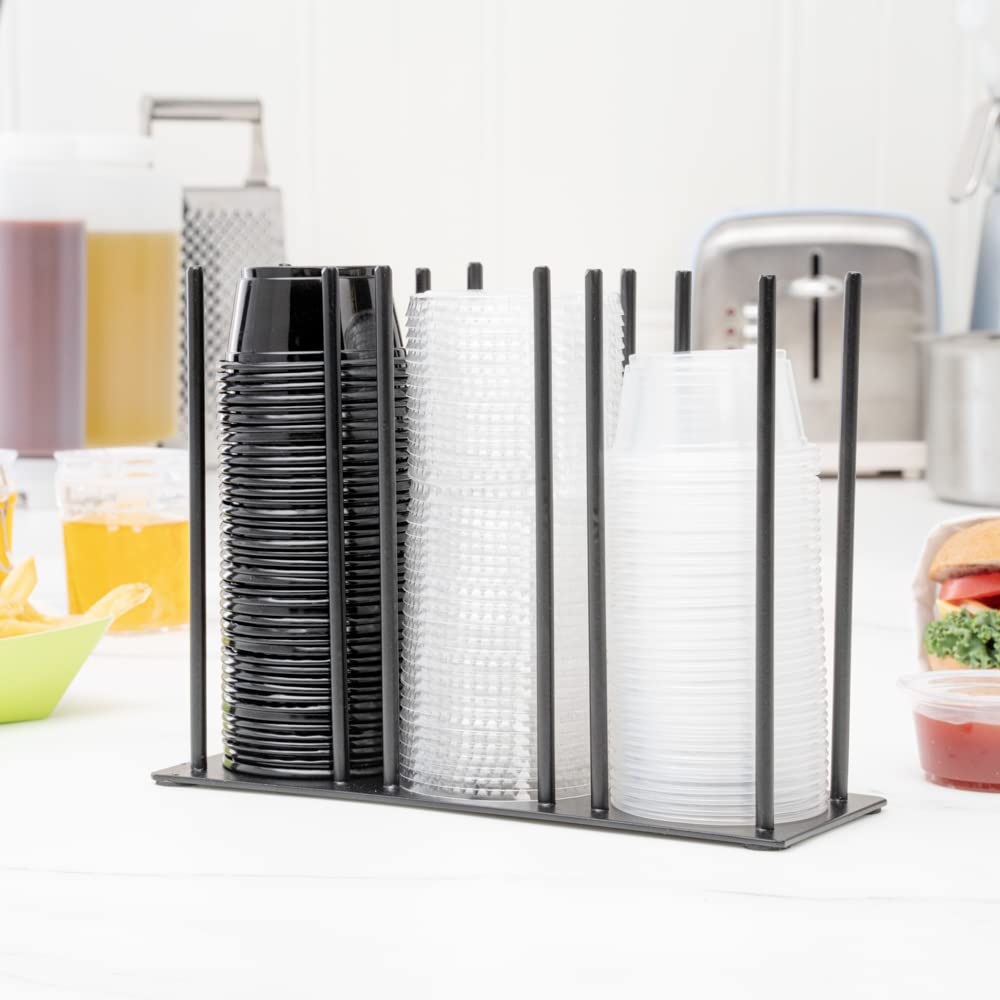 RW Base Black Iron Horizontal Portion Cup / Lid Organizer - 3 Section - 8 1/4" x 3" x 6" - 1 count box