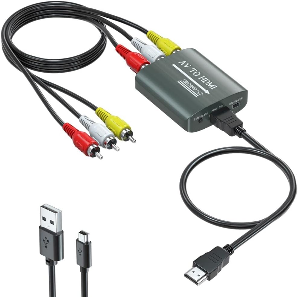 Setuact One,PS2,PS3,N64,Wii,VCR,VHS,STB,Blue-Ray 720p,1080p RCA to HDMI Converter,AV to HDMI for Xbox,PS DVD