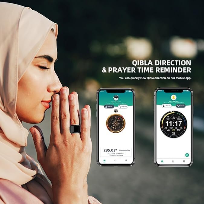 Ziemms Counter Counter 8 inch) Zikr Ring- Muslim Digital Azan Alarm Clock, Digital Tasbih Finger with OLED Screen