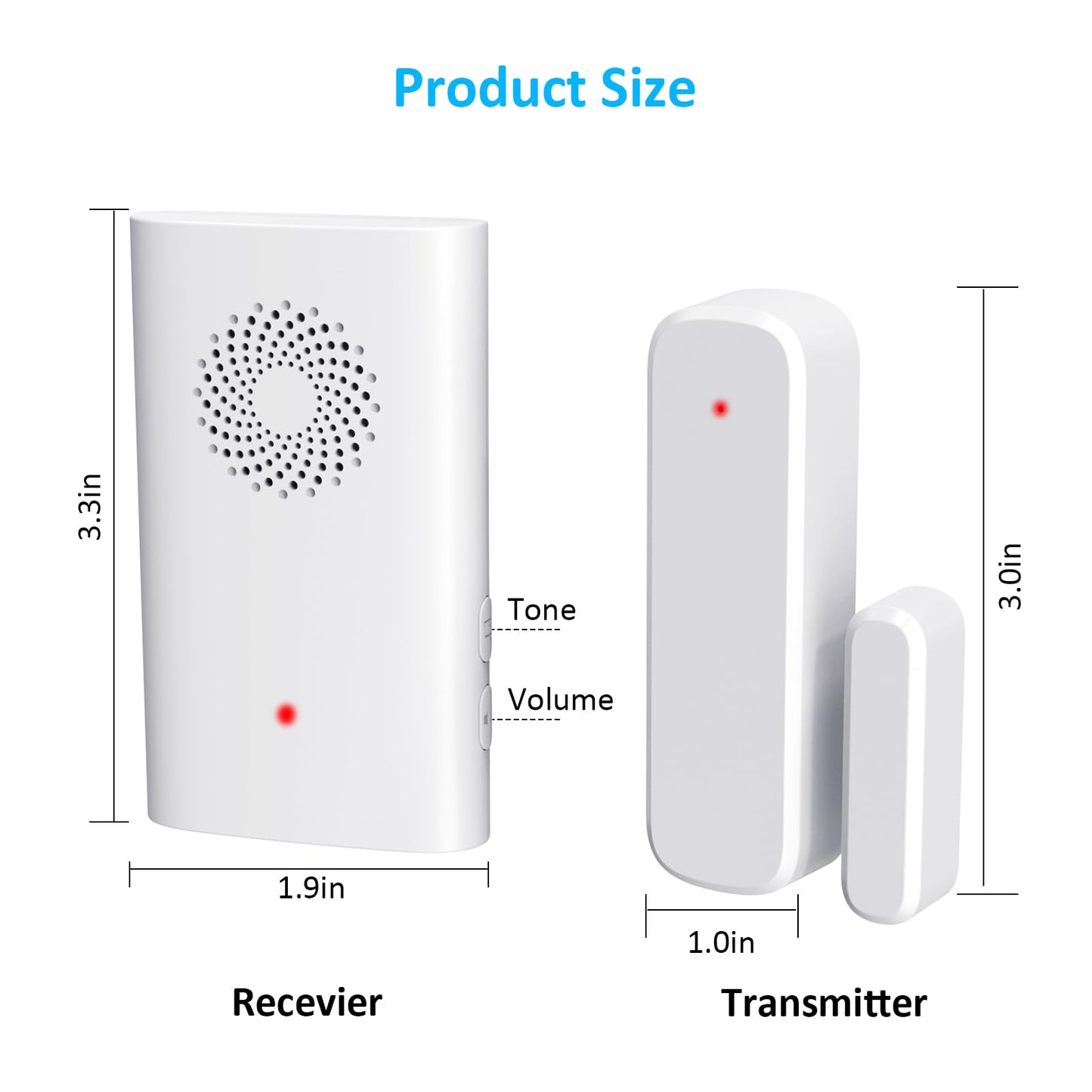 Wireless Door Chime for Business Entering, Door Open Alarm for Kid/Toddler Home Safety (500ft Range 51 Ringer) Door Dinger Buzzer Alert, 2 Receivers +1 Sensor