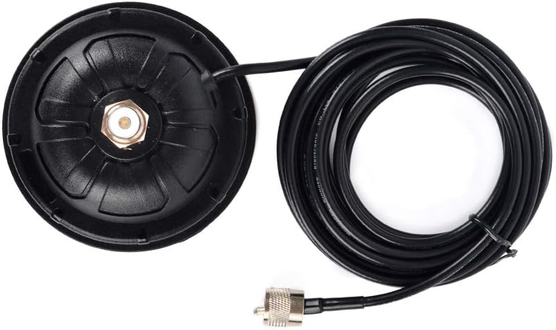 YNIBST 4.5 Inch SO239 Mount,16.4 ft.RG-58 PL-259,for Mobile Magnetic Antenna Cable with HF VHF UHF Mobile Ham Radio
