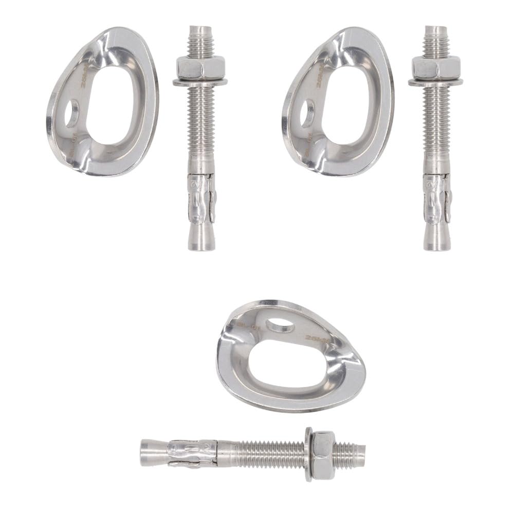 3Pairs Stainless Steel Climbing Bolt Hanger Set 25KN Climbing Bolts Hanger with Expansion Screws Climb Fastening Safe Fixed Point for Mountaineering
