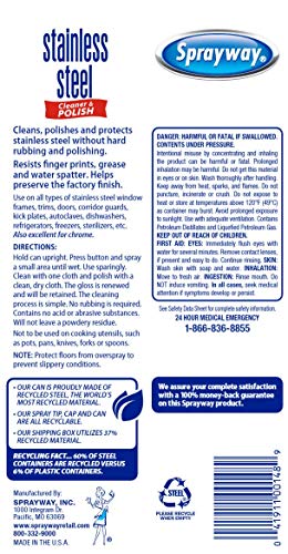 Sprayway Water-Based Stainless Steel Cleaner, 15 Fl Oz (Pack of 1)