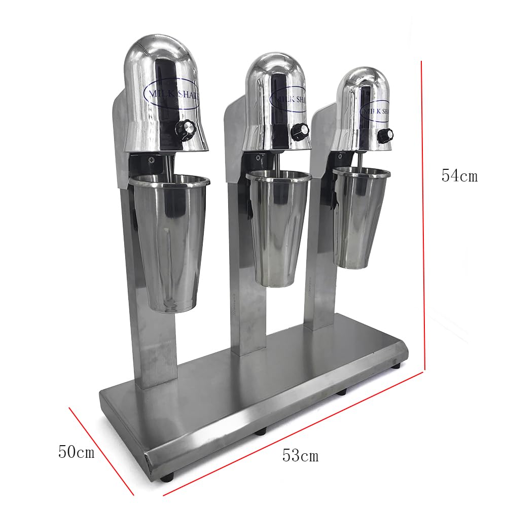 Florchest 3 Head Drink Mixer,18000Rpm/Min High Speed Electric Milkshake Maker Machine with 3PC Cups and 3High-Class Stainless Steel Cups for Beverage Stores Cafes Canteens