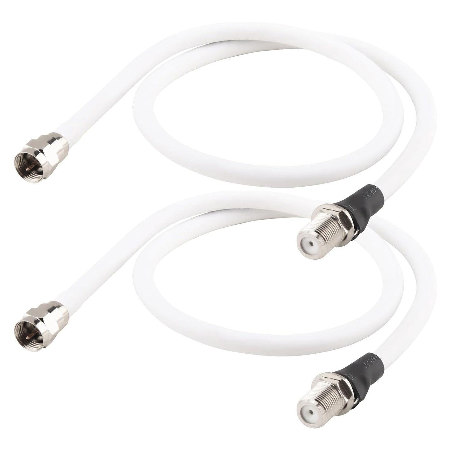 2PCS RG6 1.64ft RG6 Boobrie F Type TV Cable F Type Male to F Female Coaxial Cable TV Antenna Extension for DVR, VCR