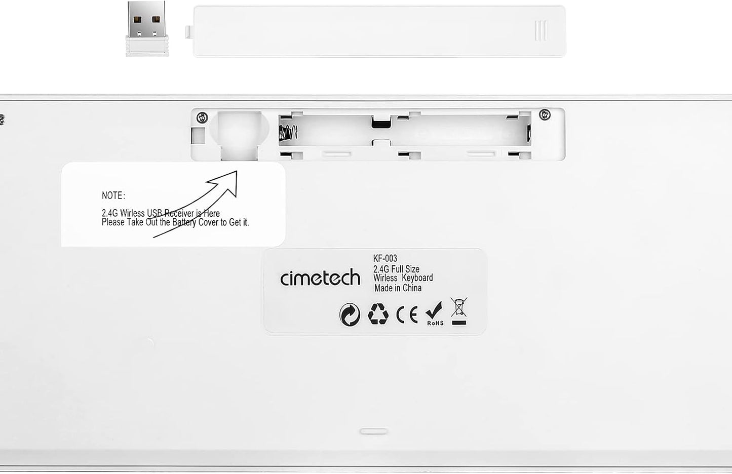 cimetech 2.4GHz Wireless Keyboard with Number Pad Full Size Design for Laptop Desktop PC Tablet, Windows iOS Android