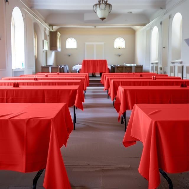 Niuara Red Plastic Table Cover Roll - 54" x 100FT | Disposable Table Cloth with Slide Cutter for Events