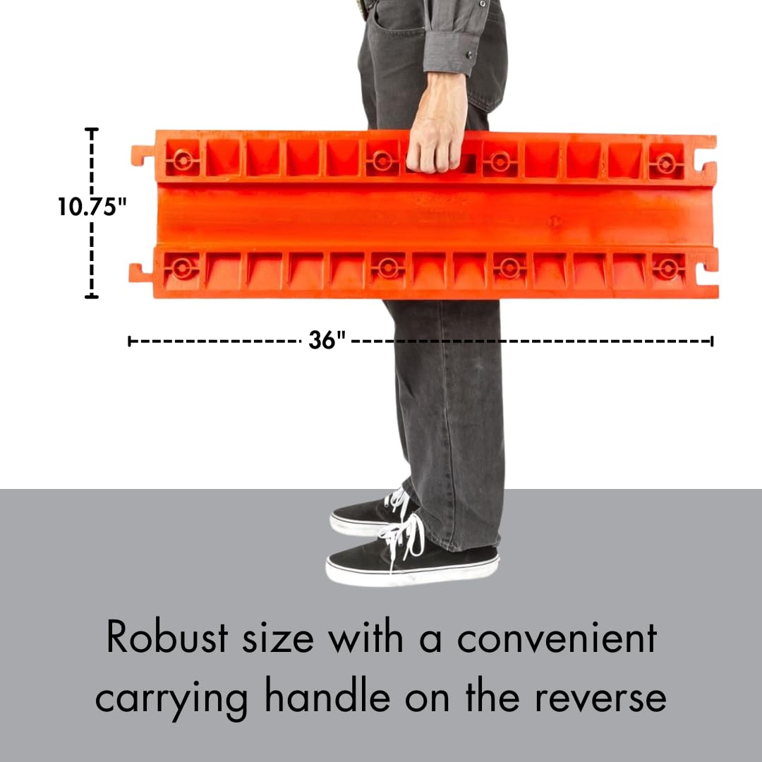 Checkers 1 Channel 3' Long Light Duty Drive Over Cable Protector for Multiple 1" Lines - Floor Cable Cover for Walkways and Driveways - Made in The USA from Durable Polyurethane - Orange - FL1X4-O