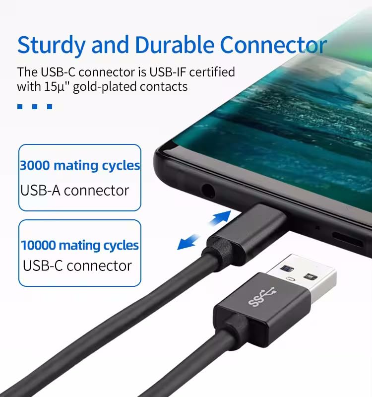 17 16 15 USB-A to USB-C Media Carplay, Android Auto, Navigation & Charger Cable Cord Wire for Samsung Galaxy/Note