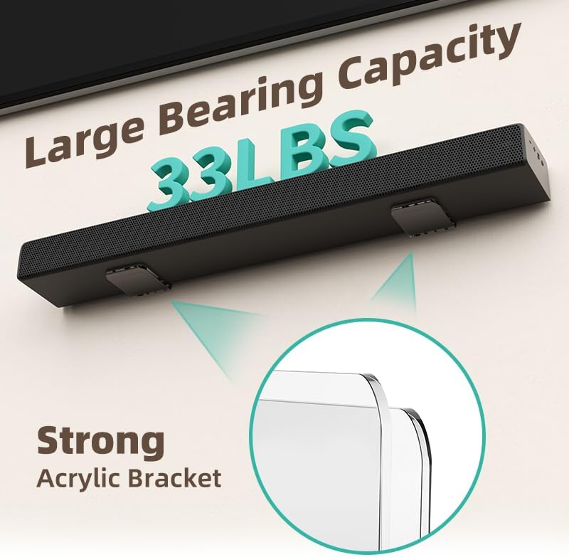 ELETIUO 33 Lbs,Speaker Universal Soundbar Acrylic Mount Bracket,Wall Shelf Mounting Holder Compatible