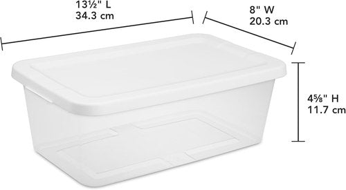Clear Plastic Storage Boxes by 20-Pack | 6 Quart Stackable Bins for Closet, Kitchen & Office Organization