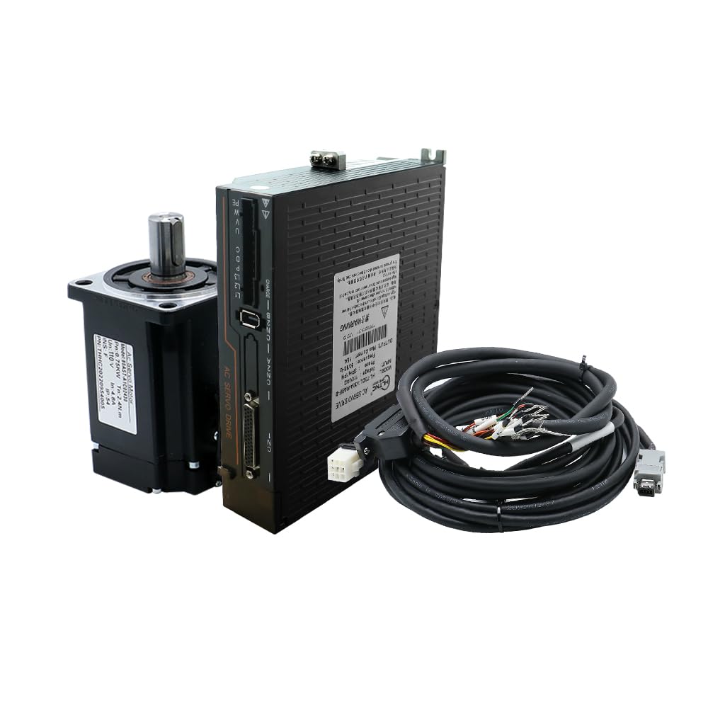 110V Servo Motor Kit with 17-Bit Absolute Encoder & T3DL-V30A Driver | High Torque Plug-N-Play Industrial Automation Solution | Includes RS485 Cable Resistors for CNC Robotics (400W)