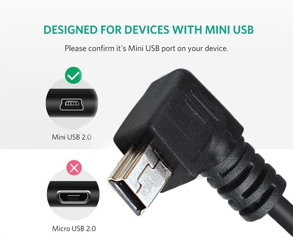 (6Inch, 3-Pack) Herfair Dash Cam Cable Right Angle USB to Mini USB Cable Power Charger Cord for Dashcam, Dashboard
