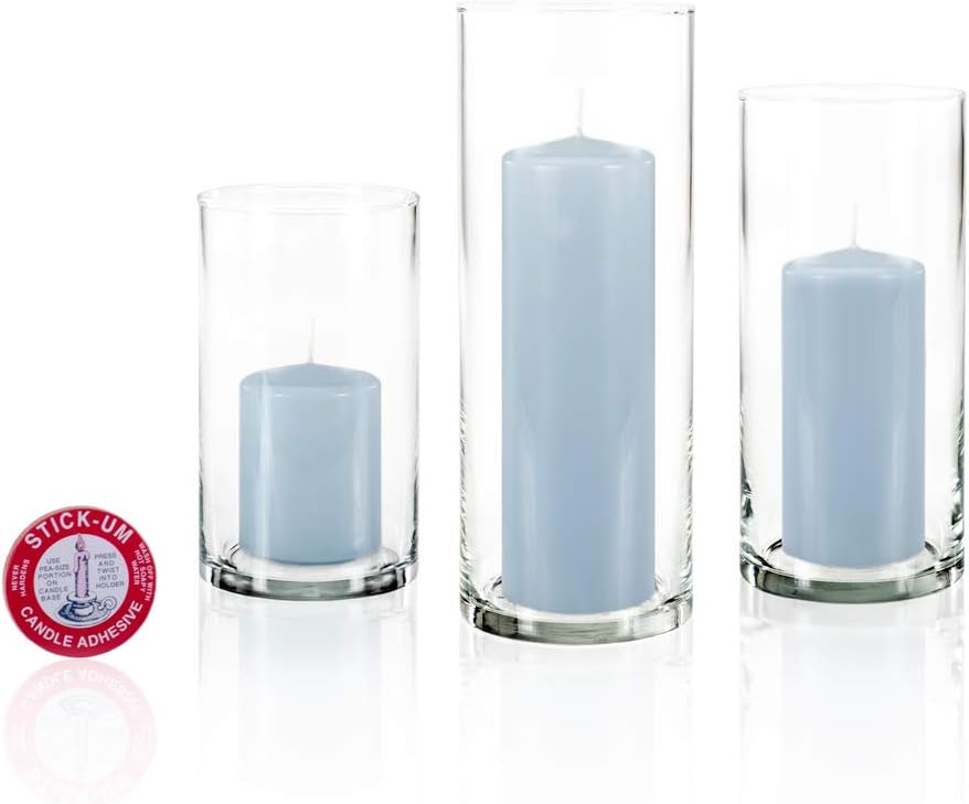 yummi Set of 12 Slim Pillars and Cylinder Vases - Ice Blue