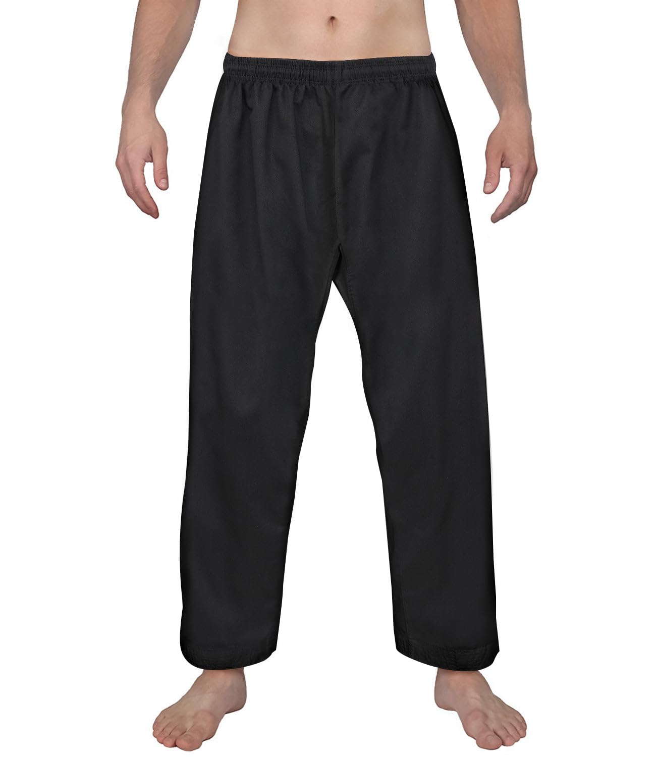 FitsT4 Sports Karate Pants 8oz Middleweight Elastic Waist Martial Arts Pants Perfect for Training or Competition Black, 6