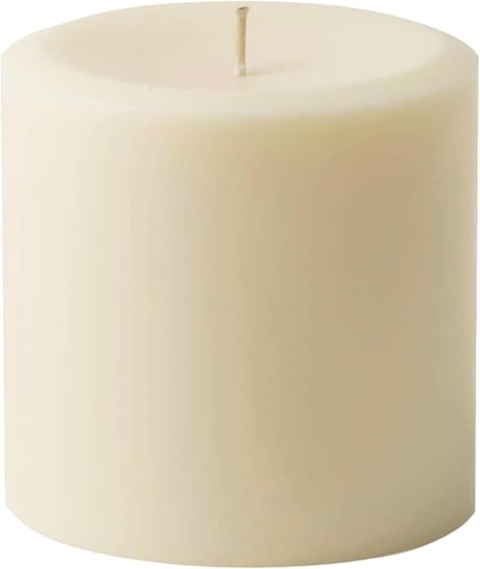 Mister Candle Dripless Vanilla Scented Ivory Pillar Candle Hand Made Vanilla Pillar Candles with Essential Oils for Home Decor, Premium Wax, 80 Hr Burn Time (4x4 inch)
