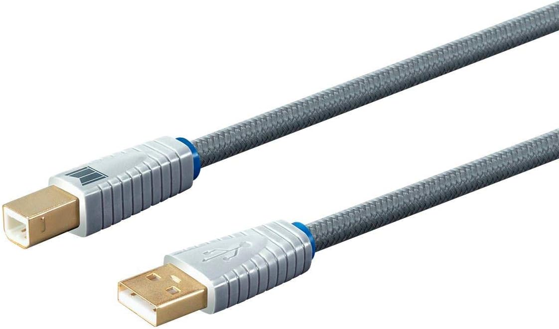 22AWG, 2 Monolith USB Digital Audio Cable - USB Type-A to USB Type-B, Gold-Plated Connectors, Meter, Gray