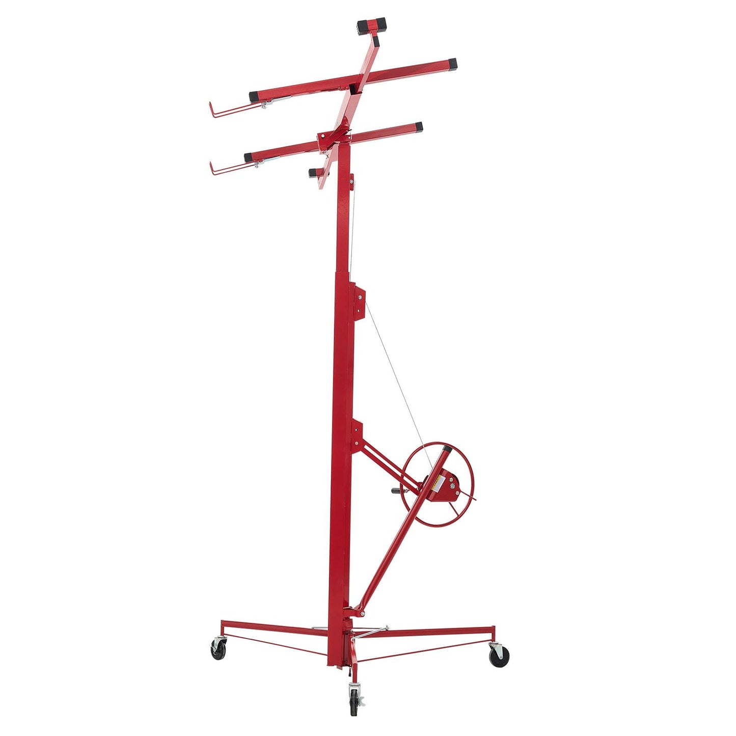 VEVOR 16ft Drywall Lift, Heavy-Duty 150 lbs Sheetrock Hoist with Adjustable Telescoping Arm, Lockable Wheels, Drywall Lifter Panel Jack Hoist Tools Ideal for Ceiling & Wall Installation (Red)
