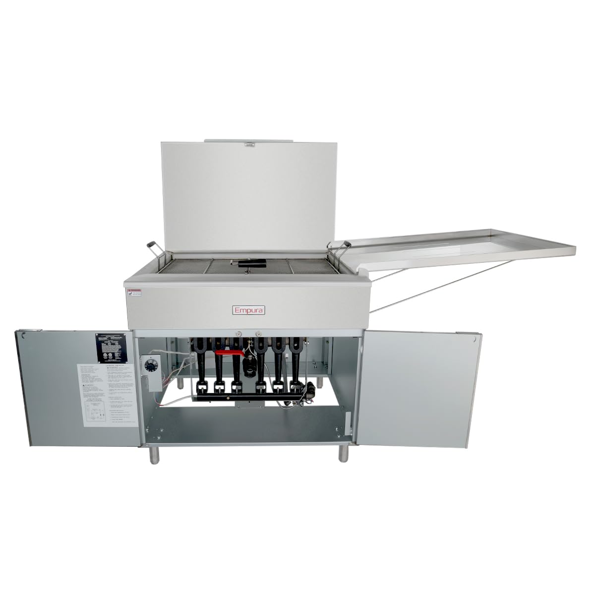 EMPURA 73" Liquid Propane Deep Donut Fryer | Commercial Doughnut Fryers with Reversible Drip Tray for Restaurant Concession Stand Cafe | 220 lb Oil Capacity, 73"W x 41.3"D x 58"H, Stainless Steel, NSF